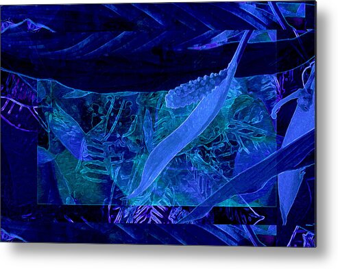 Floral Metal Print featuring the digital art Fantasy with African Violets and Peace Lily 40 by Lynda Lehmann