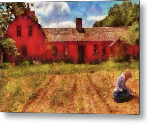 Suburbanscenes Metal Print featuring the photograph Farm - Farmer - Working in the fields by Mike Savad