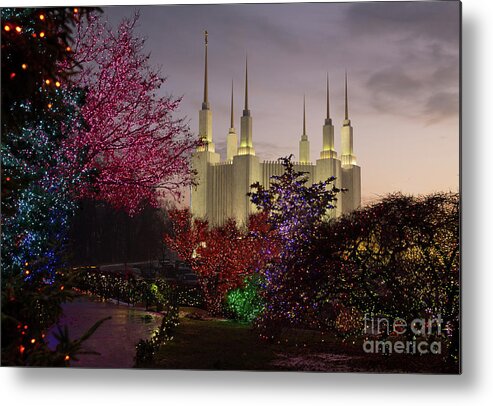 Latter Day Saints Temple Metal Print featuring the photograph Festival of Lights by Art Cole