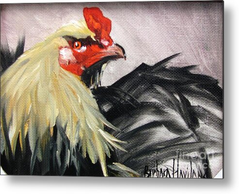 Rooster Metal Print featuring the painting Fighting Rooster by Barbara Haviland