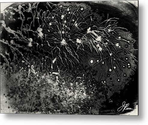 Close Up Photo Fireworks Metal Print featuring the painting Firework 12 by Joan Reese