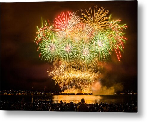 China Firework Metal Print featuring the photograph Fireworks over English Bay Vancouver by Peter V Quenter