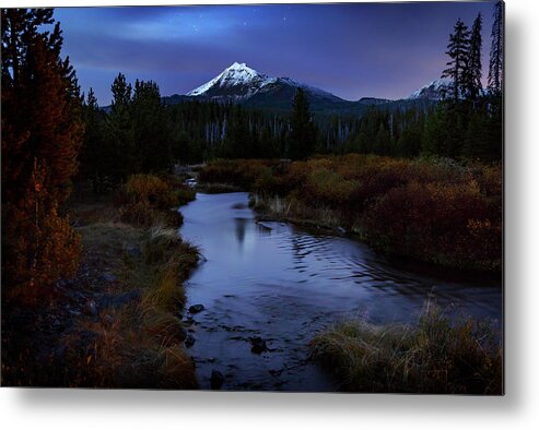 Night Metal Print featuring the photograph First Snow by Cat Connor