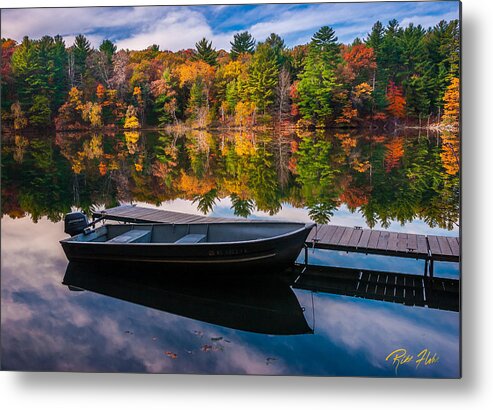 Wisconsin Metal Print featuring the photograph Fishing Boat on Mirror Lake by Rikk Flohr