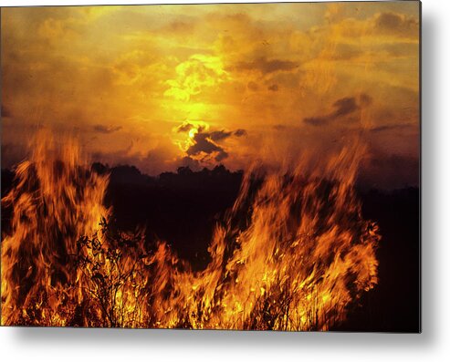 Landscape Metal Print featuring the photograph Flaming Sunset by Robert Potts