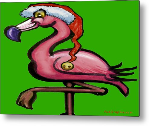 Flamingo Metal Print featuring the greeting card Flamingo Christmas by Kevin Middleton