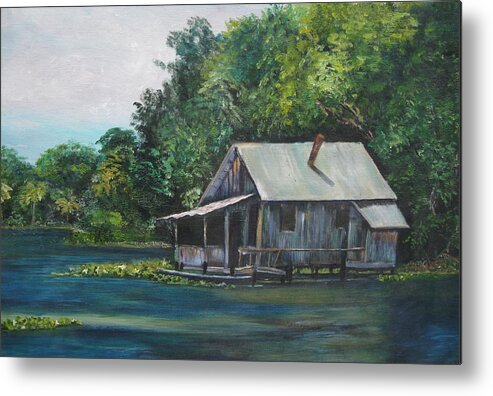 Florida Metal Print featuring the painting Florida Fishing Shack by Lessandra Grimley