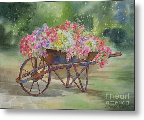 Flower Cart Metal Print featuring the painting Flower Cart by Deborah Ronglien