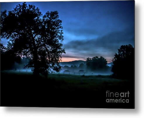 Vermont Metal Print featuring the photograph Foggy Evening in Vermont - Landscape by James Aiken