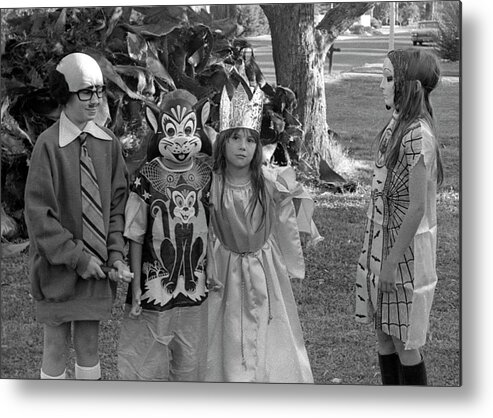 Halloween Metal Print featuring the photograph Four Girls In Halloween Costumes, 1971, Part Two by Jeremy Butler