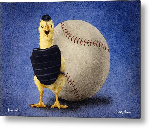 Sports Metal Poster featuring the painting Fowl Ball... by Will Bullas