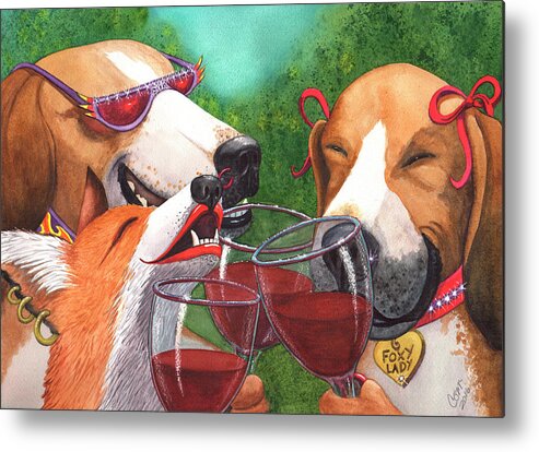 Fox Metal Print featuring the painting Foxy Winers by Catherine G McElroy