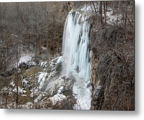 Falling Springs Falls Metal Print featuring the photograph Frozen Falling Springs by Chris Berrier