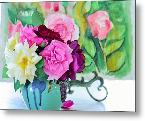 Roses Metal Print featuring the photograph Garden Roses by Marcia Breznay
