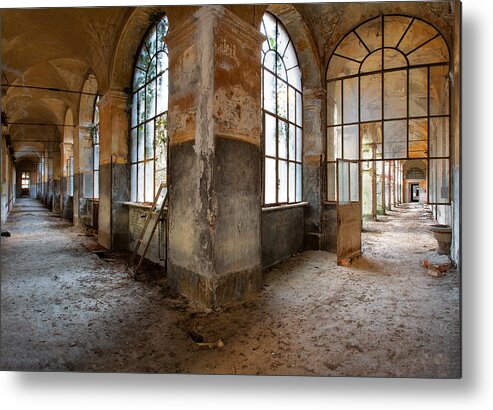 Abandoned Metal Print featuring the photograph Gateway to sanity - Abandoned building by Dirk Ercken