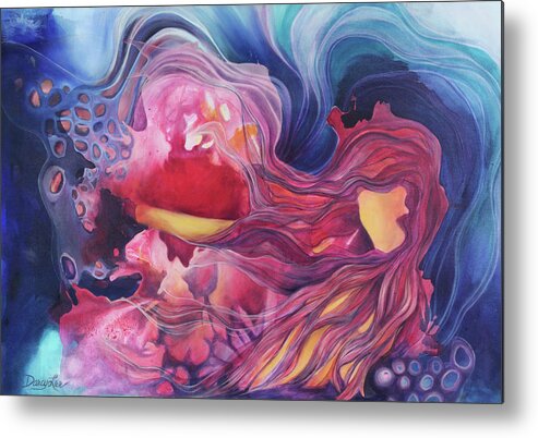 Feminine Metal Print featuring the painting Genesis by Darcy Lee Saxton