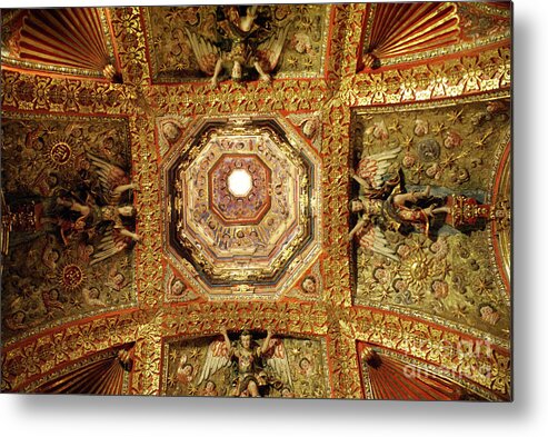 Mexico Metal Print featuring the photograph GILDED CEILING Tepotzotlan Mexico by John Mitchell