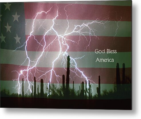 God Metal Print featuring the photograph God Bless America Red White Blue Lightning Storm by James BO Insogna