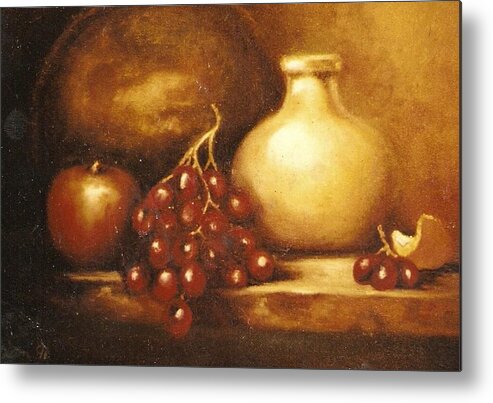 Still Life Metal Print featuring the painting Golden Carafe by Jordana Sands