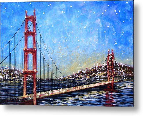 Bridge Metal Print featuring the painting Golden Gate Bridge by Amy Giacomelli