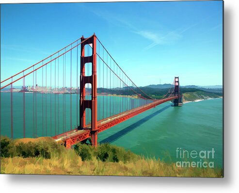 San Francisco Metal Print featuring the photograph Golden Gate Bridge Paint Digital by Chuck Kuhn