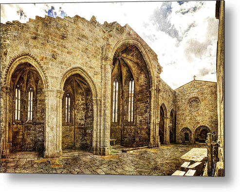 Gothic Metal Print featuring the photograph Gothic Temple ruins - San Domingos - vintage version by Weston Westmoreland