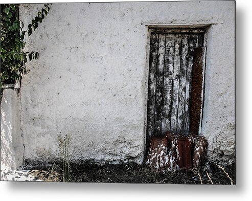 Color Metal Print featuring the photograph Greek Door by Tito Slack