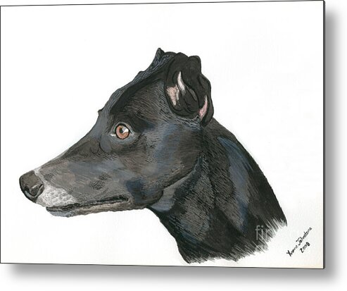 Greyhound Metal Print featuring the painting Greyhound by Yvonne Johnstone