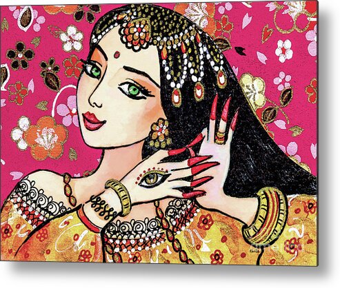 Indian Woman Metal Print featuring the painting Hamsa Dance by Eva Campbell