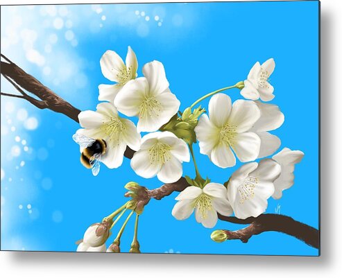 Bee Metal Print featuring the painting Happy bee by Veronica Minozzi