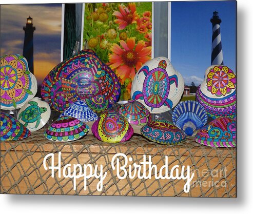 Shells Metal Print featuring the photograph Happy Birthday Shells by Jean Wright
