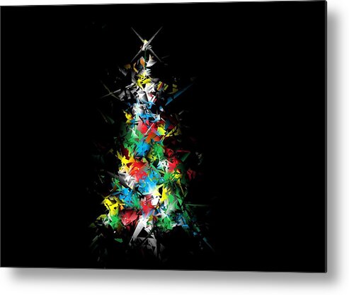 Christmas Card Metal Print featuring the digital art Happy Holidays - Abstract Tree - horizontal by Ludwig Keck