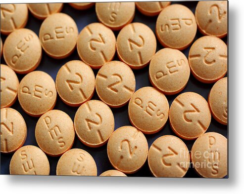 Hydromorphone Metal Print featuring the photograph Hydromorphone 2 Mg Tablets by Scimat