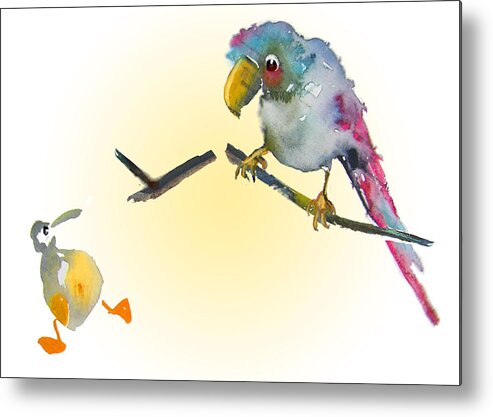 Birds Metal Print featuring the painting I am Leaving You by Miki De Goodaboom