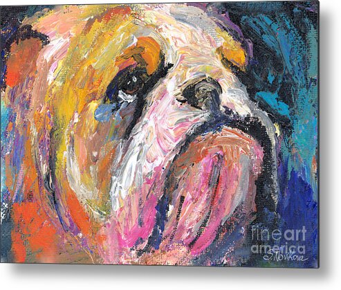 Bulldog Painting Metal Print featuring the painting Impressionistic Bulldog painting by Svetlana Novikova