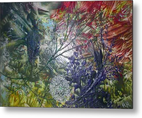 Abstract Metal Print featuring the painting In the Forest by Heather Hennick