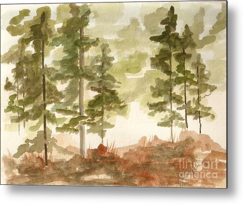 Trees Metal Print featuring the painting In the Trees by Jackie Mueller-Jones