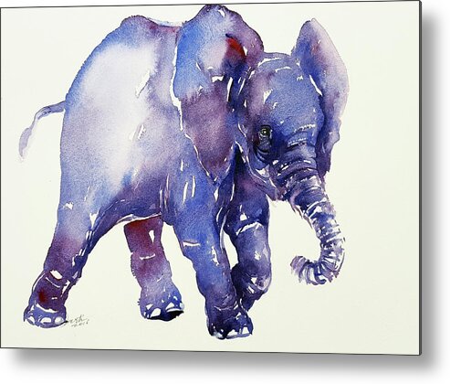 Elephant Metal Print featuring the painting Inky Blue Elephant by Arti Chauhan
