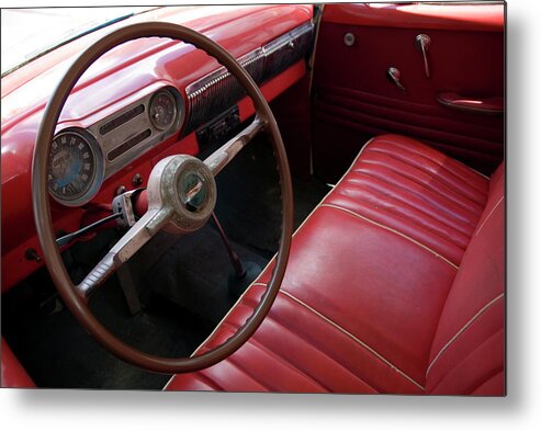 American Metal Print featuring the photograph Interior of a classic American car by Sami Sarkis