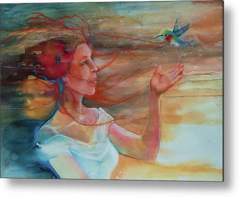 Hummingbird Metal Print featuring the painting It Is Well With My Soul by Jani Freimann