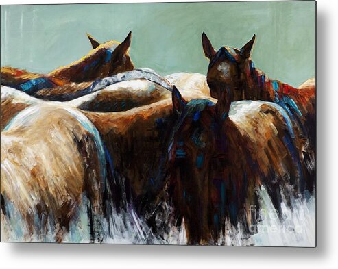 Equine Art Metal Print featuring the painting Its All About the Brush Stroke by Frances Marino