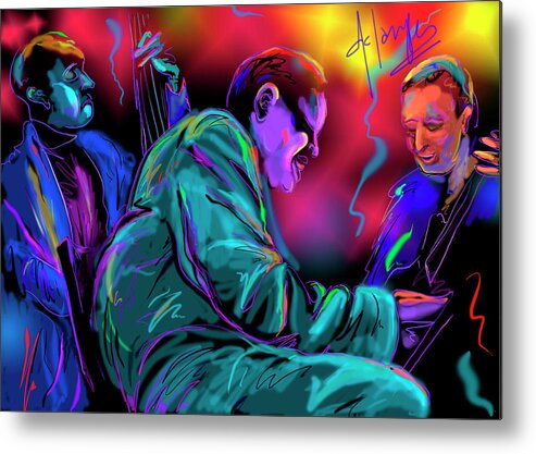 Guitar Metal Print featuring the painting Jamming With Oscar by DC Langer