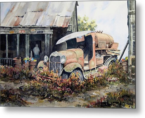 Truck Metal Print featuring the painting Jeromes Tank Truck by Sam Sidders