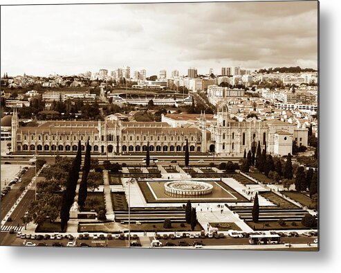 Lisbon Metal Print featuring the photograph Jeronimos Monastery in Sepia by Lorraine Devon Wilke