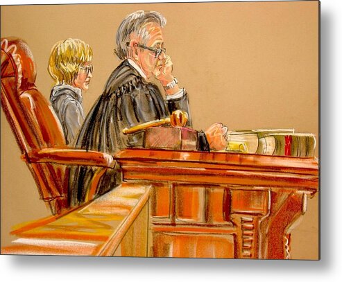 Drawings Metal Print featuring the painting Judge and Witness by Les Leffingwell