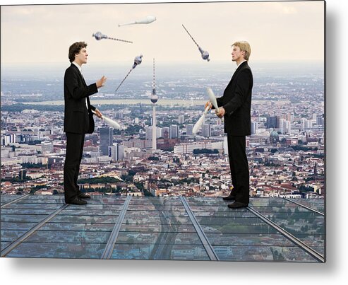 Creative Edit Metal Print featuring the photograph Juggling Berlin by Andreas Feldtkeller