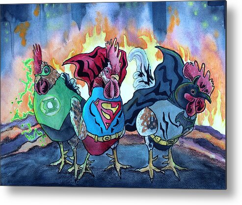 Comic Art Metal Print featuring the painting Justice Flock by Kirsten Beitler