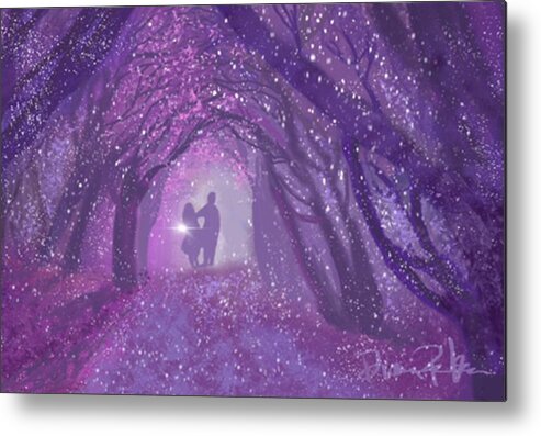 Romance Metal Print featuring the digital art Kiss in the Woods by Serenity Studio Art
