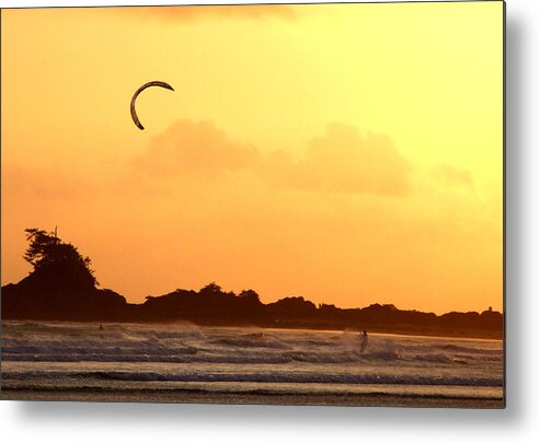 Ocean Metal Print featuring the photograph Kitesurfing the sunset by Mark Alan Perry