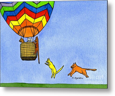 Kitty Metal Print featuring the painting Kitty Balloon Ride by Norma Appleton